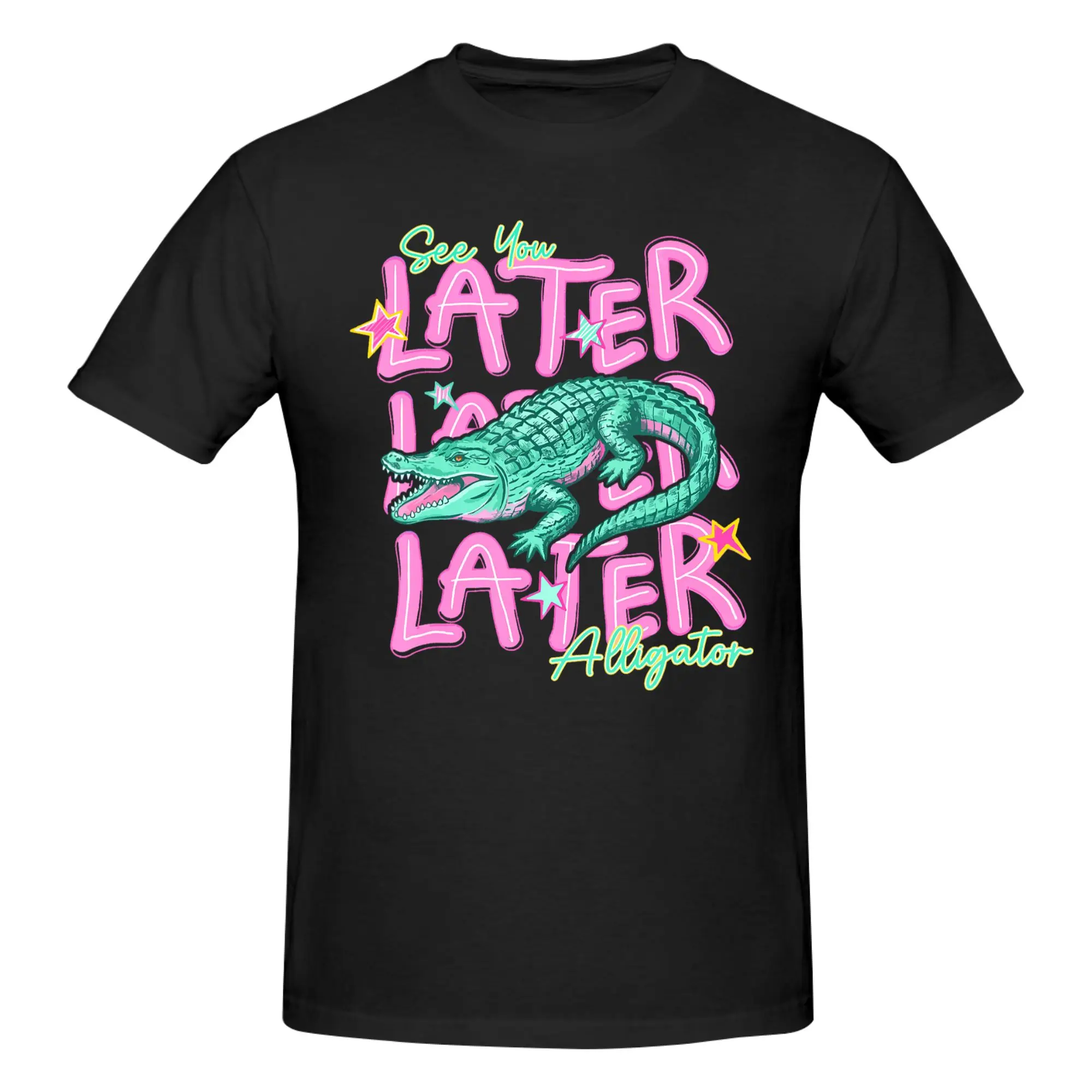1 Piece Funny Alligator Funny Graphic 100% Cotton T-Shirt See You Later Tops Tees For Men