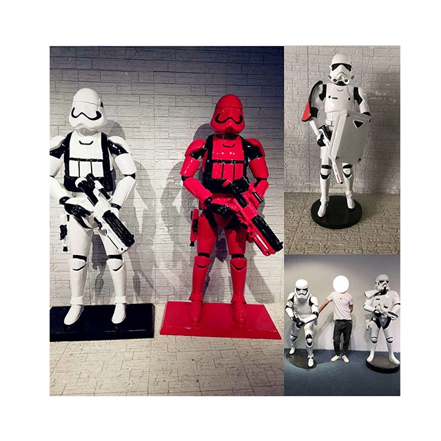 Hot Sale Customized TV Movie Character Sculpture Live Stormtrooper Character Fiberglass Life Size Stormtrooper Statue Sculpture