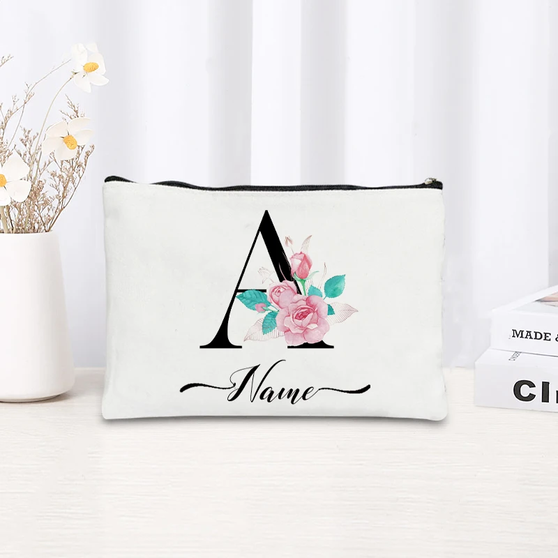 Personalization Name Travel Makeup Bag Wedding Makeup Bag Single Makeup Bag Party Canvas Cosmetic Pouch Organizer Gifts for Lady