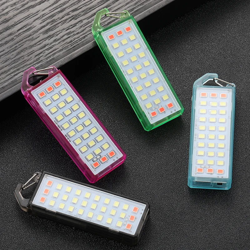 30LED Mini Keychain Flashlight Portable Usb Rechargeable Backpack Pocket Safety Warning Red light Camping Hiking Emergency light