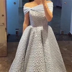 Customized Jersey Beading Evening Ball Gown Off-the-shoulder Bespoke Occasion  Long Dresses Classic Exquisite Modern Style Pastr