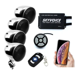 SKVfemale-Système audio moto avec télécommande filaire et sans fil, prend en charge Bluetooth, USB, AUX, radio FM, 4 haut-parleurs, 600W