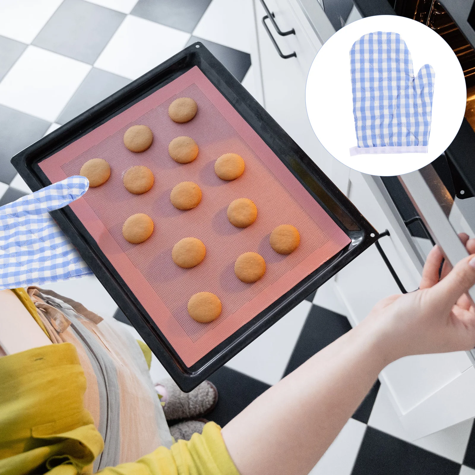 

2Pcs Kitchen Oven Gloves for Heat Proof Microwave Baking Gloves Friendly Cooking Mitts with Grip Design