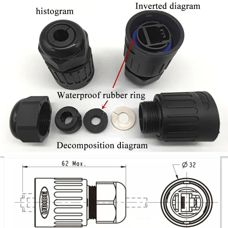 IP67 RJ45 Netzwerkanschlusskabel Wasserdicht RJ45F71RA Schnallenverbindung Buchse F6 Aviation Stecker RJ45 RB Ethernet Stecker