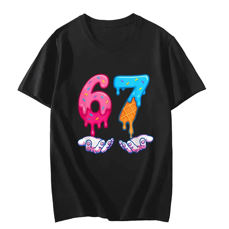 Camiseta de Moda Y2K para Hombre y Mujer, Estilo Gaming y Meme, Manga Corta, Divertida, con Estampado 'Six Seven 67 Brainrot', Ropa de Moda