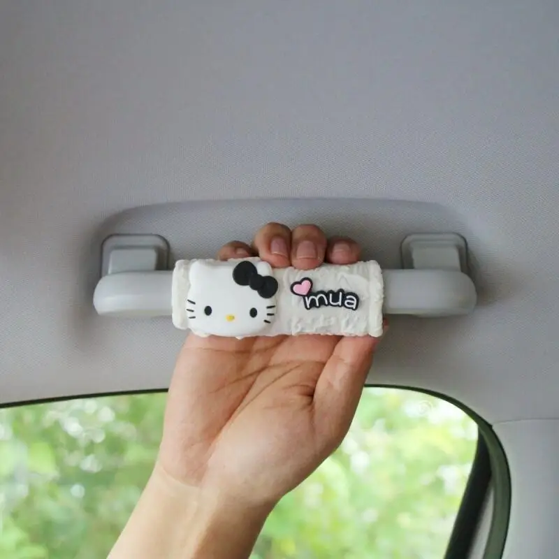 

Cartoon Hello Kitty Car Roof Armrest Covers Soft Sanrio Cute Car Roof Handle Cover Auto Interior Car Accessories Interior Gift