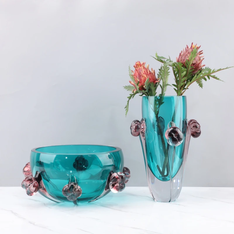Gradient Colorful Glass Vase Transparent Flower Pots Desk Decoration Flower Arrangement Floral Vases Room Aesthetic Decor