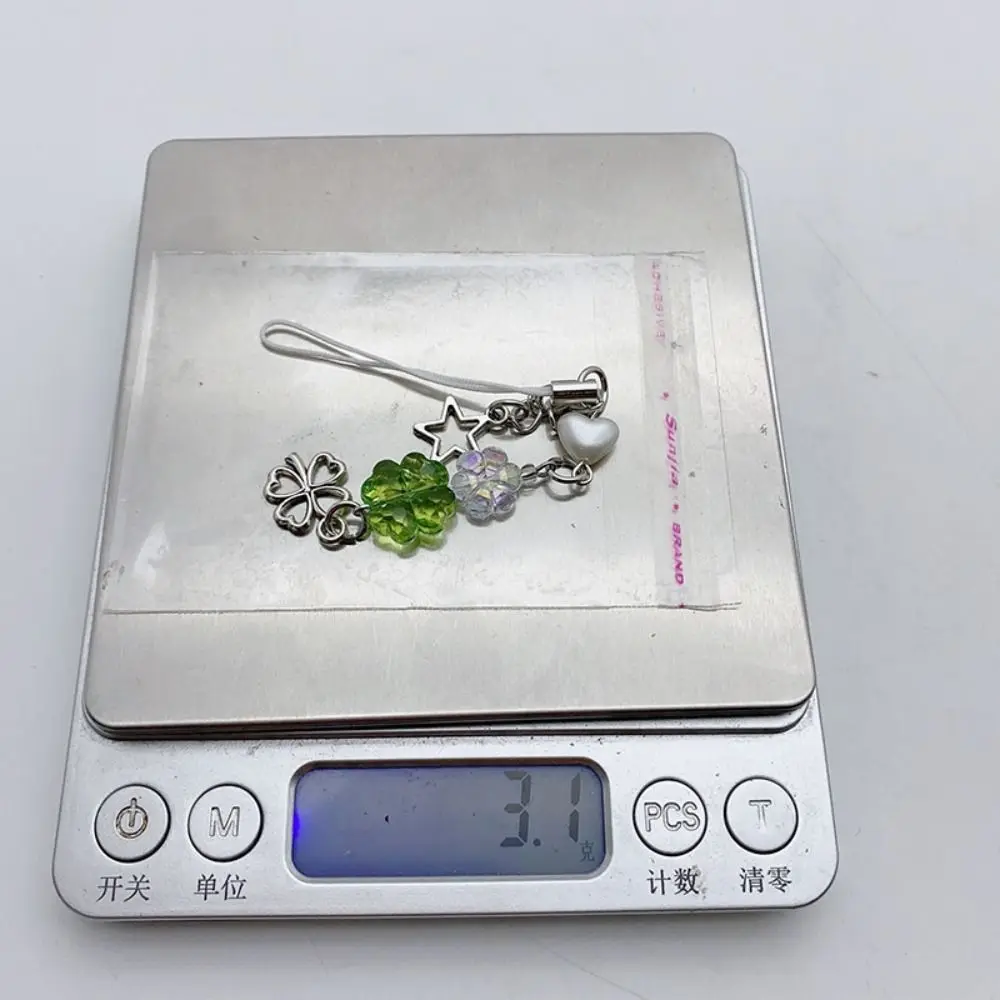 

Bag Pendant Summer Lucky Grass Phone Charms Green Five-pointed Star Four-leaf Clover Beaded Keychain Y2k Refreshing Women