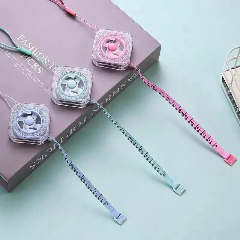 4/2 Pieces in Random Colors, Cute Mini Soft Tape Measure, Portable with Retractable Locking Mechanism and Clear Centimeter/Inch Scale - Suitable for Tailors, Home Use, Measuring Waist, Bust, and Height - Durable and Easy to Store, with Wipeable Transparent Casing and Hanging Loop