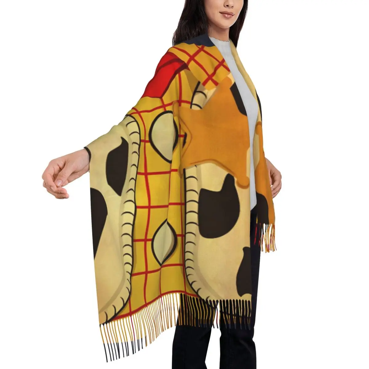 

Женский шарф с кисточками «История игрушек», милый большой мягкий теплый шарф и накидка, подарки, шарфы из пашмины