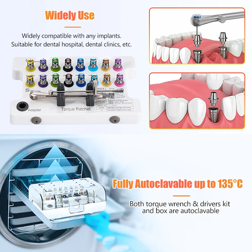 

Dental Color Implant Restoration Tool Box Dental Implant Screwdriver Torque Wrench Tool Box Set