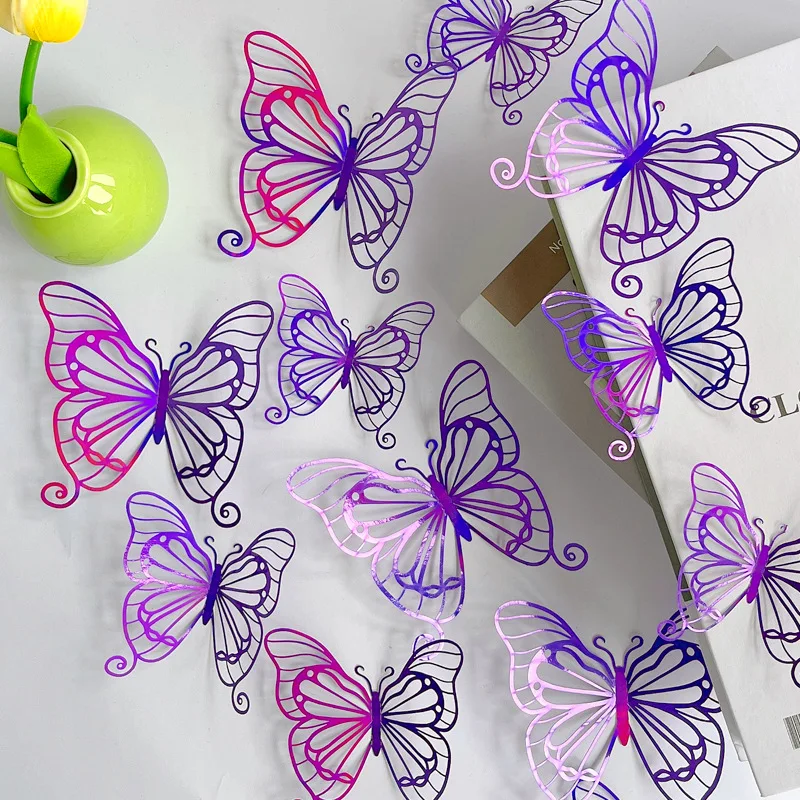 3D Texture Lines Hollow Butterfly Wall Pasted Polka Dot Dazzling Refrigerator Window Home Holiday Decoration Stickers Crafts