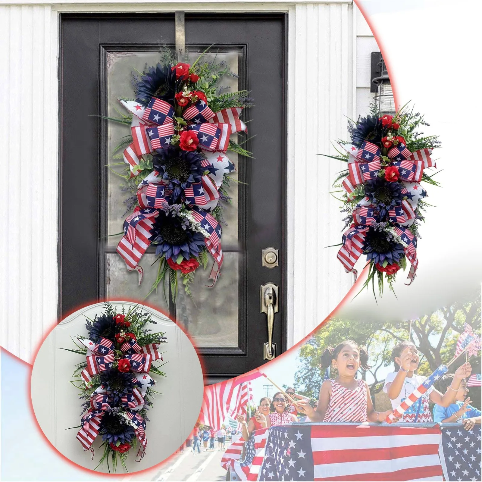 Independence Day Upside Down Patriotic Garland Independence Day Garland Patriotic Decoration Garland Front Chimney Decorations