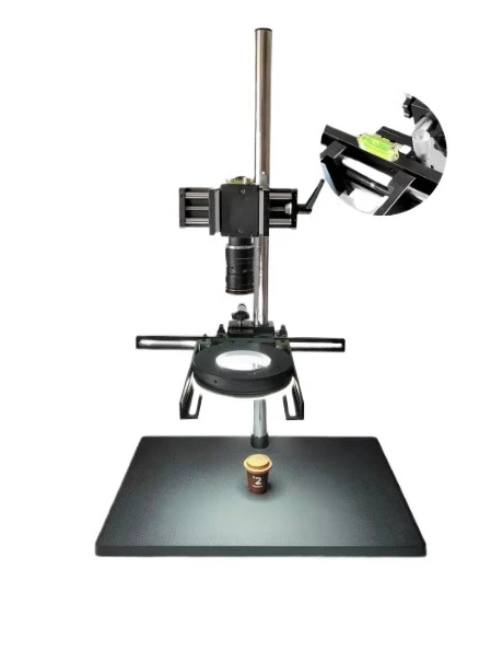 Precision Fine‑Tune Industrial Camera Stand Visual Focusing Bracket With Level Bubble For Microscope Machine Vision Inspection