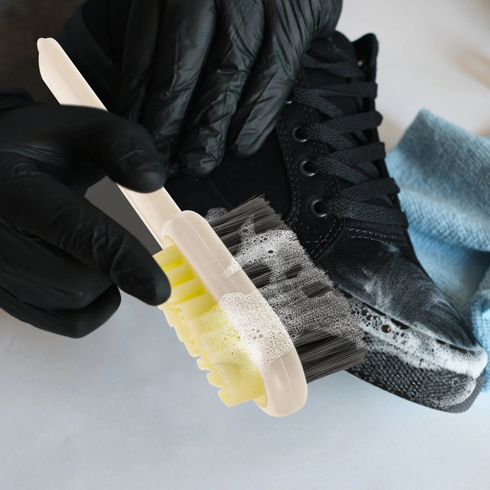 

Soft Rubber Shoe Brush with Extended Handle Double Sided Use for Shoe Sole and Upper Cleaning Scrub Brush Home Laundry Tool