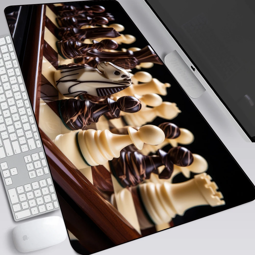 Mauspad Xxl Schokolade Schachfiguren Gaming Laptop Teppiche Maus für Computer Tastatur Desktop Pads Büro Schreibtisch Zubehör Matte