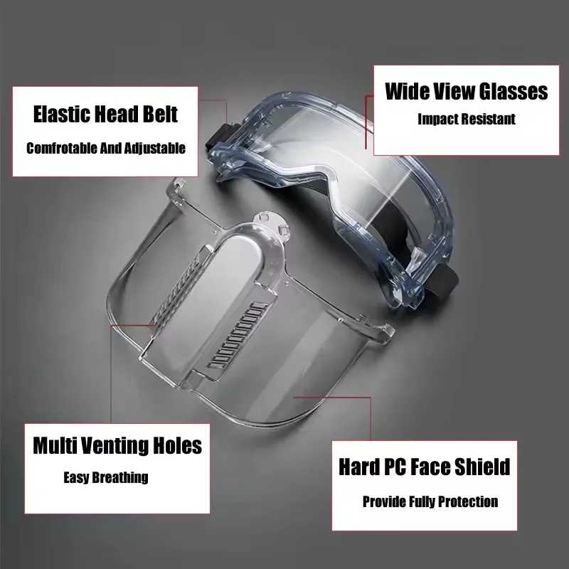 Full Face Safety Glasses Anti-Dust Face Shield Impact Resistant Protective Mask Work Safety For Painting Carrying Woodworking