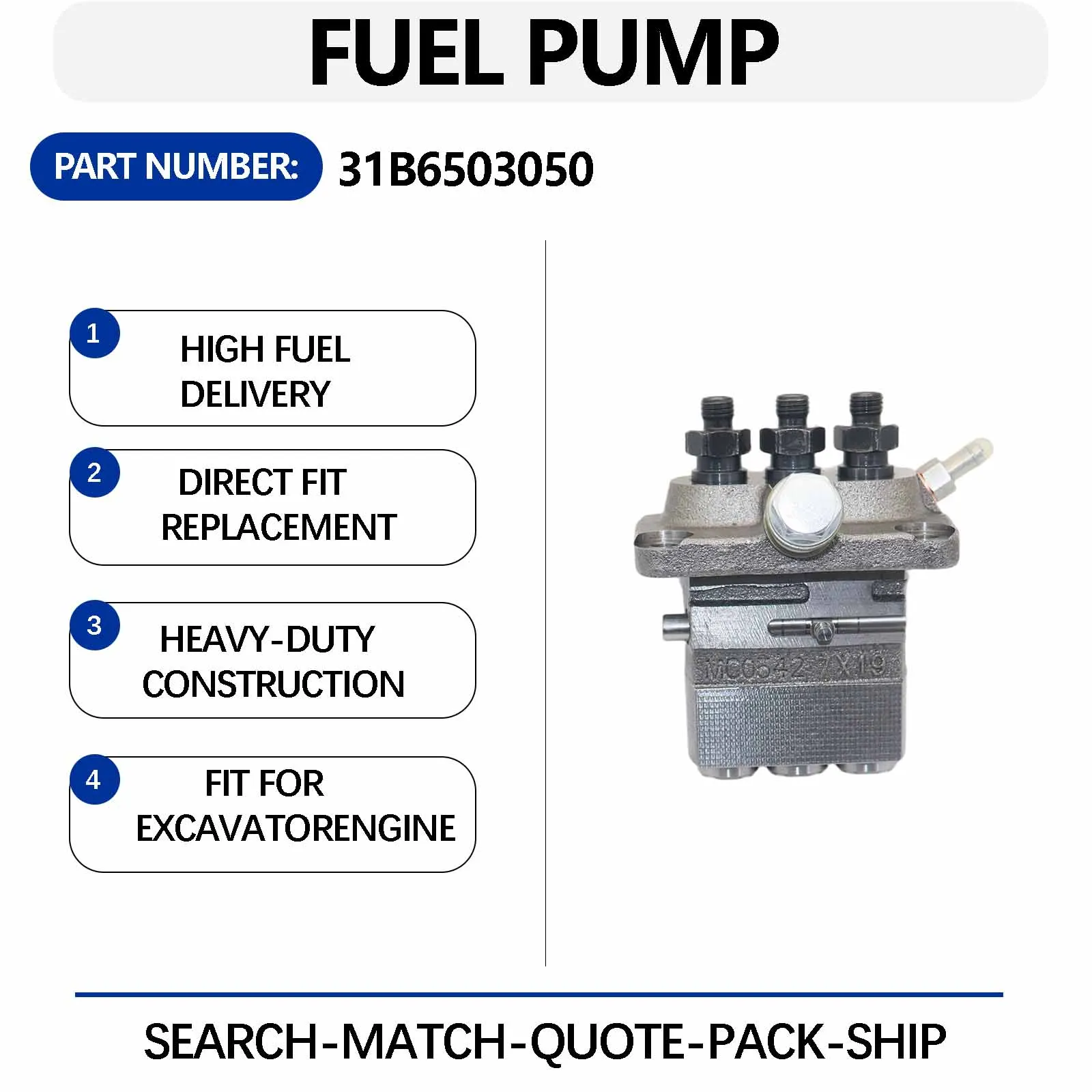 High Pressure Plunger Pump 31B65-03050 31B6503050 For Mitsubishi Engine S3L2 S3L Cub Cadet Tractor 7000 7200 7205