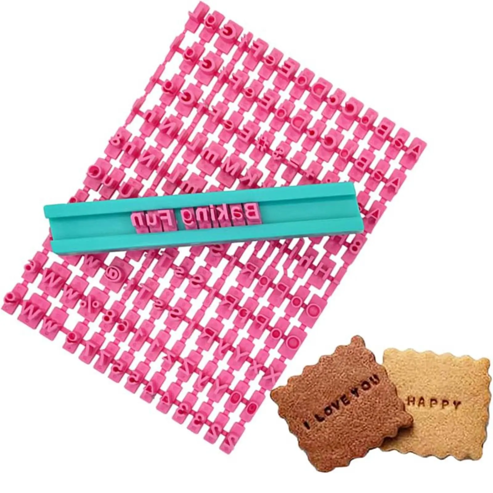 Alphabet Number Stamp Set Cake Decoration Letter and Symbol Stamp Mold Letter Number Cookie Cutter Set Easy to Press Baking Tool