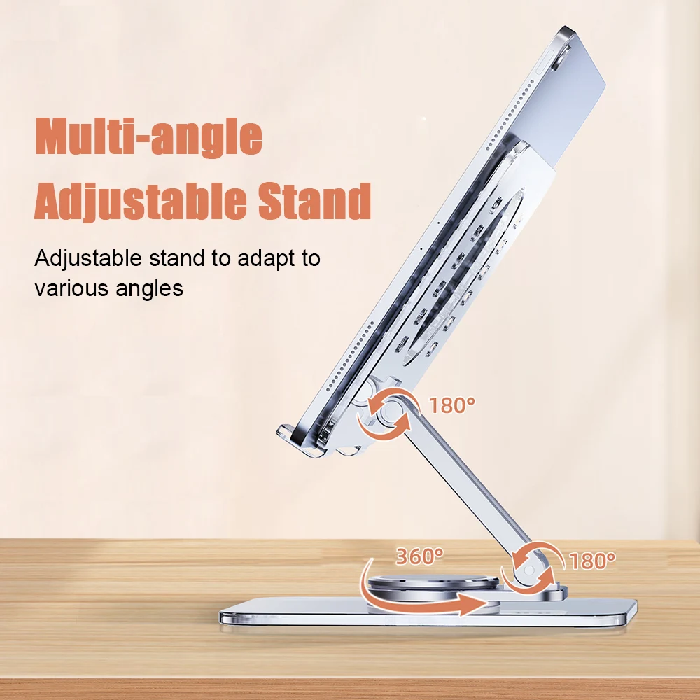 Draagbare Desktop Aluminium + Acryl Verstelbare 360 Hoek Draaien Stand Beugel Voor 7-15.6 "Monitor Ipad Houder antislip