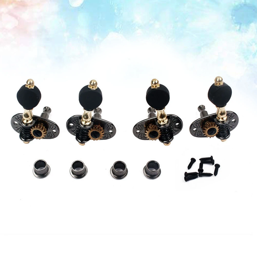 

4 pcs 2L 2R Sealed Ukulele Tuning Pegs Machine Heads Nickel Finish Metal Amber Plastic Buttons Replacement Parts For Acoustic