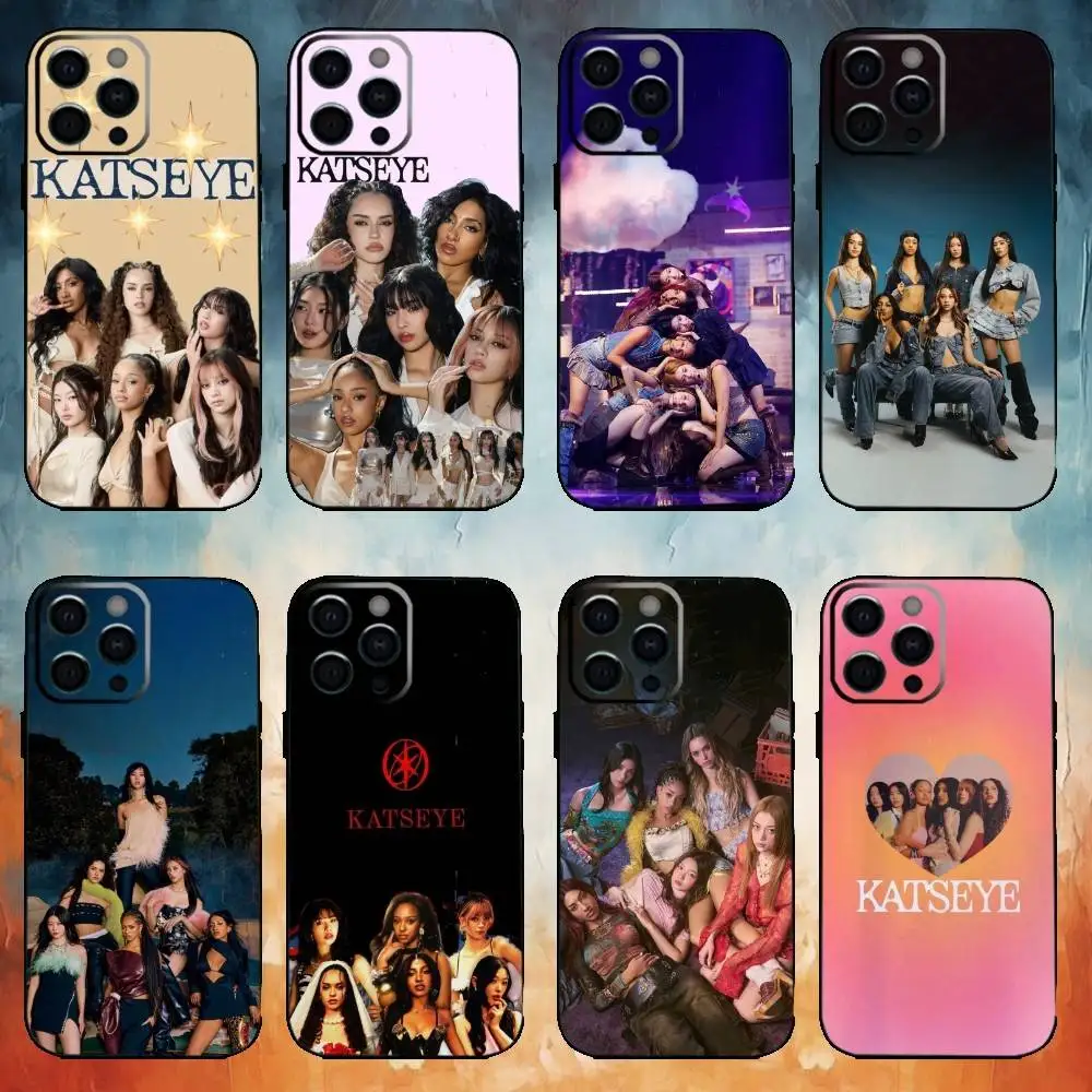 Custodia per telefono Hot Music K-KATSEYE per iPhone17,16,15,14,13,12,11 Plus,Pro Max Cover nera morbida