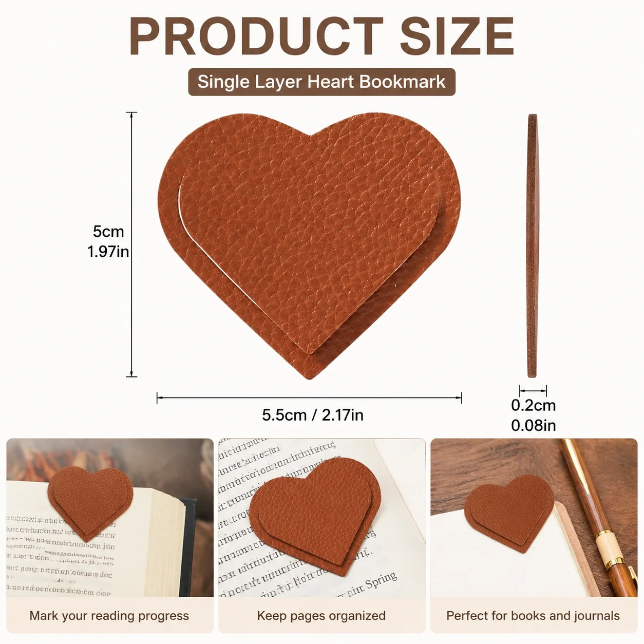 8/16pcs love special-shaped page holder, PU leather material, love shape, positioning reading page number, book corner holder