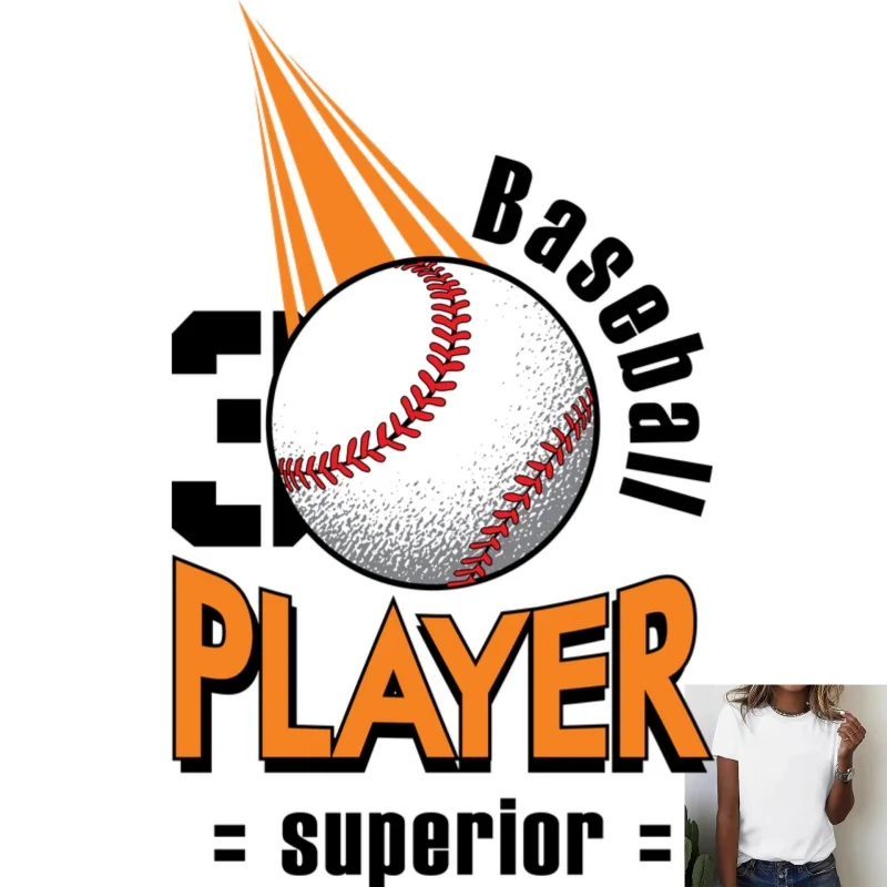Baseball Element Heat Transfer White Ink Iron - on Patch, Stylish Sports - style Pattern, Suitable for T - shirts/Canvas Bags,