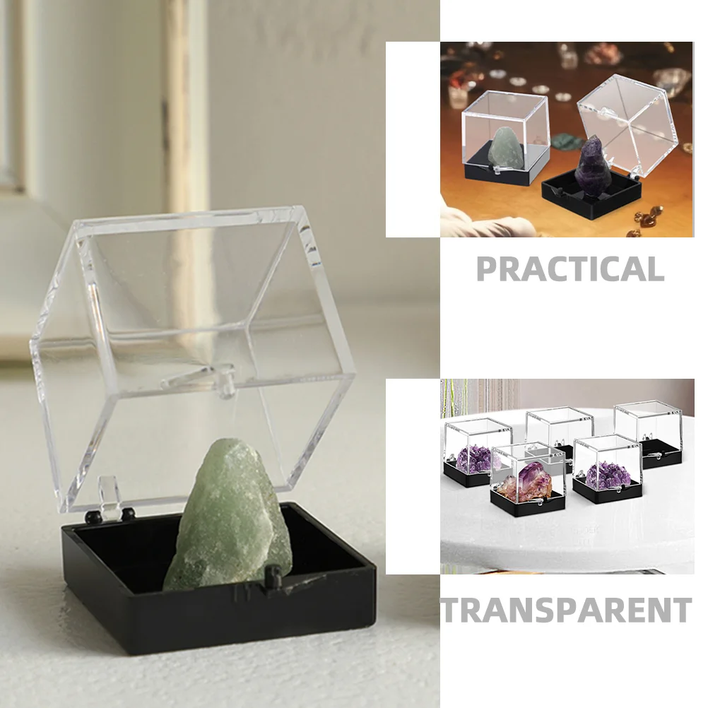 3 Pcs Mineral Standard Box Specimen Storage Case Display Cabinet Desktop Container Transparent Showcase Plastic