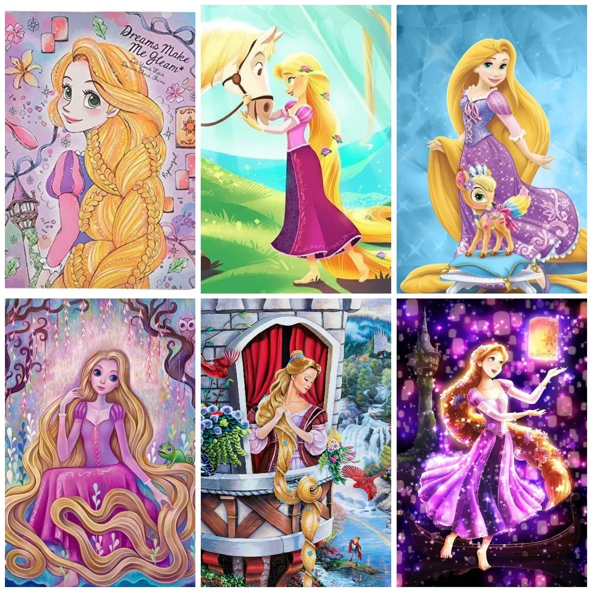 Disney 5D DIY Diamond Painting Mosaic Cartoon Rapunzel Princess Diamond Embroidery Cross Stitch Kit Home Decoration Gift