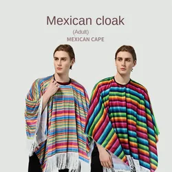 Mexican Ethnic Cloak Cosplay Holiday Costume Party Performance Costumes Adult  Mexican Style Cloak Cape Halloween Dress-up Gifts