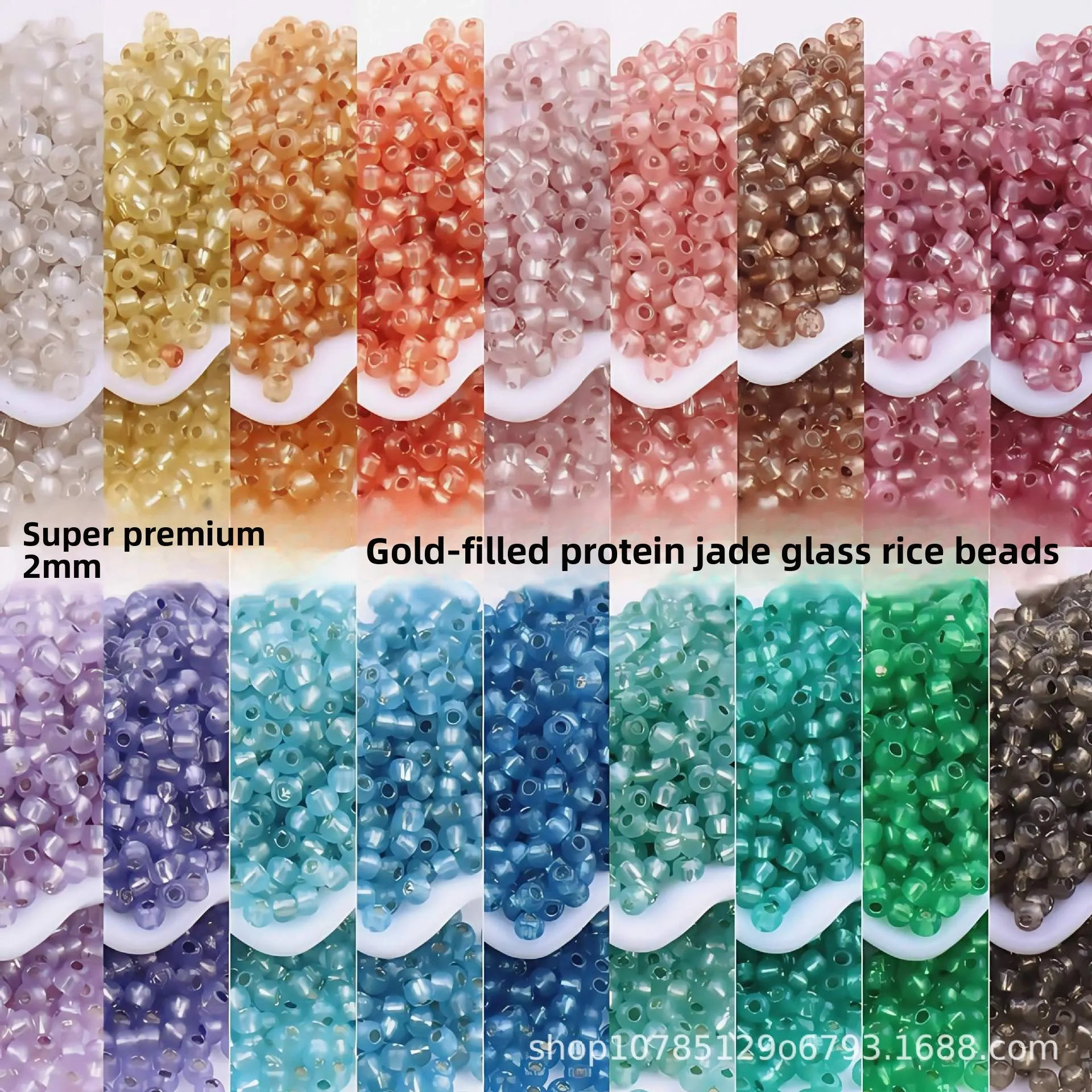 Super Exzellente 2mm Protein-Jade mit Silberglas-Reisperlen Gefüllt Handgefertigte DIY-Perlen Lose Perlen