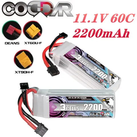 CODDAR 60C 3S 11.1V 2200mAh Lipo Battery With EC5/XT60/T/TRX/XT90 Plug For FPV Drone RC Quadcopter Helicopter Lithium Battery