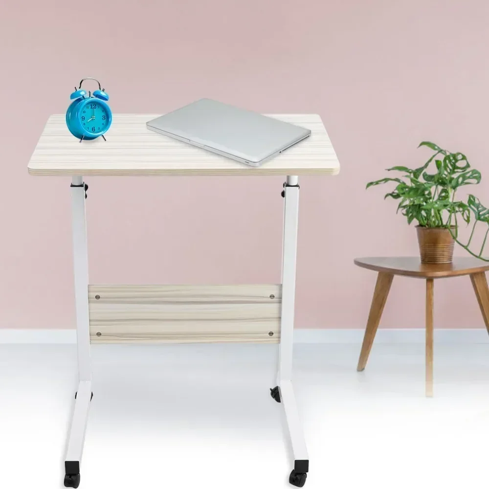 

Portable Adjustable Height Laptop Computer Stand Desk Bed Side Reading Table(white maple) Computer Desks