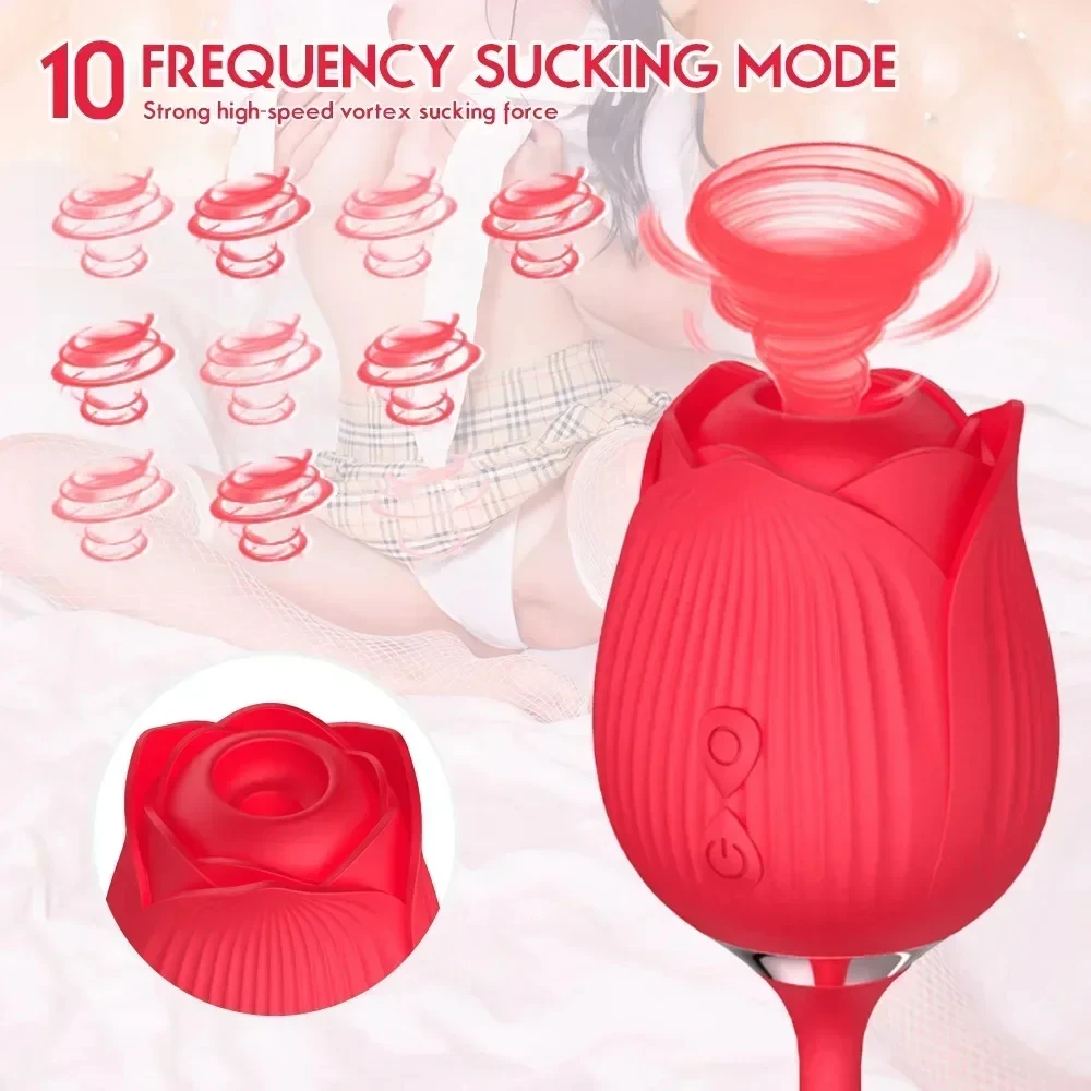 Sex Toys Rose Sucking Vibrator for Women Dildo Thrusting Vibrating Clit Sucker Nipple Clitoris Stimulation Female for Adults 18+