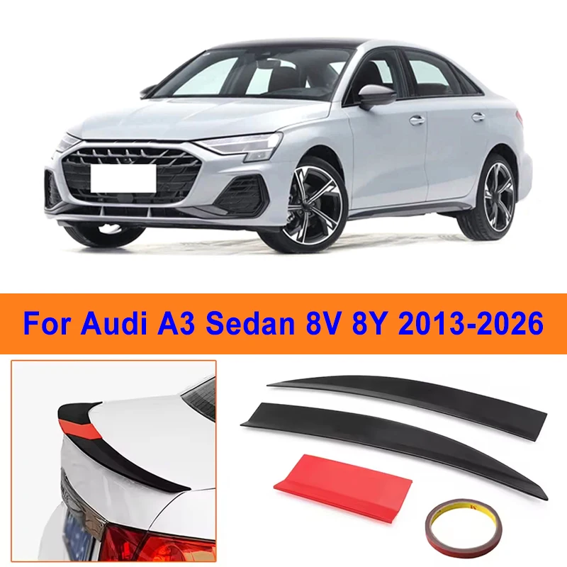 

For Audi A3 Sedan 8V 8Y 2013-2026 3-Section ABS Rear Trunk Spoiler 115-125cm Adjustable Sports Decor Top Wing Car Exterior Parts