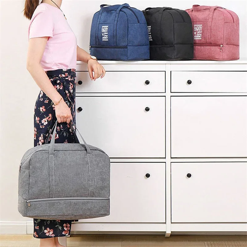 Double-Layer Waterproof Travel Bag for Gym & Swimming -Portable Handheld Dry/Wet Separation Cosmetic Toiletry Storage Unisex Bag