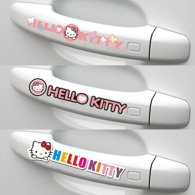 Sanrio Car Door Handle Modification Sticker Kawaii Hello Kitty Fuel Tank Cap Decoration Sticker Children\'s Toy Birthday Gift