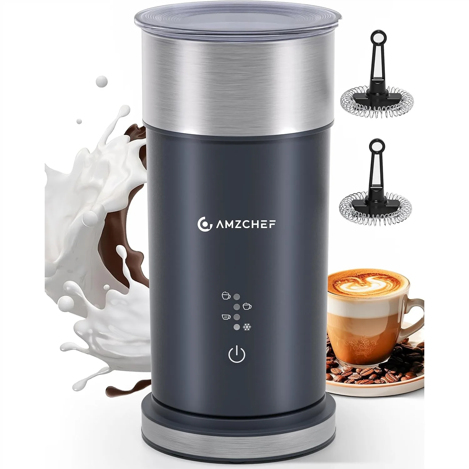 

Электрический вспениватель и подогреватель молока - водонепроницаемость IPX6, 4-в-1 для горячей и холодной пены, быстрое вспенивание за 80 секунд, простое управление одной кнопкой