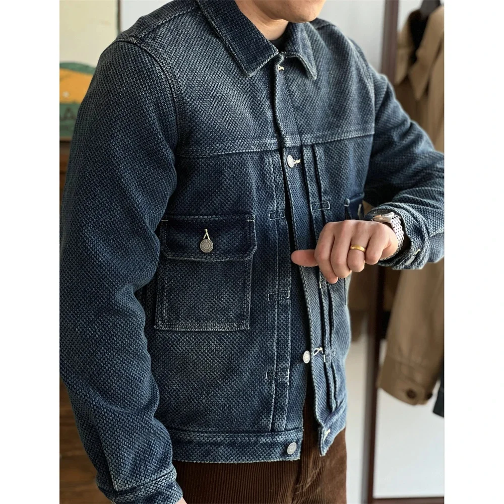 US DQ101 Big Size Natural Indigo Selvage Washed Vintage Hand-Made Top Quality Super 19oz Japan Sashiko Denim Jacket