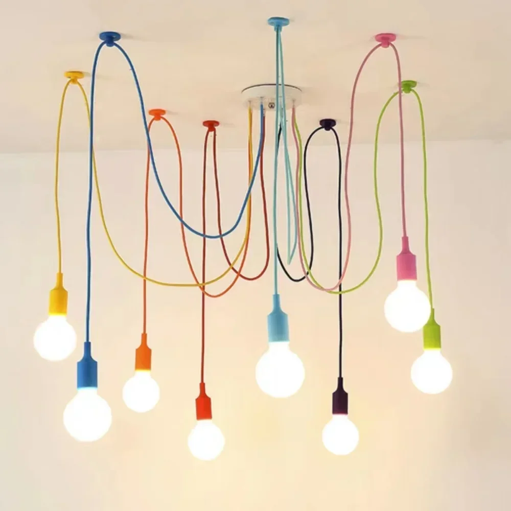 

Colorful 6/8/10 Lights Lustre Retro Edison Bulb Chandelier Loft Pendant Lamp Spider Restaurant Warehouse