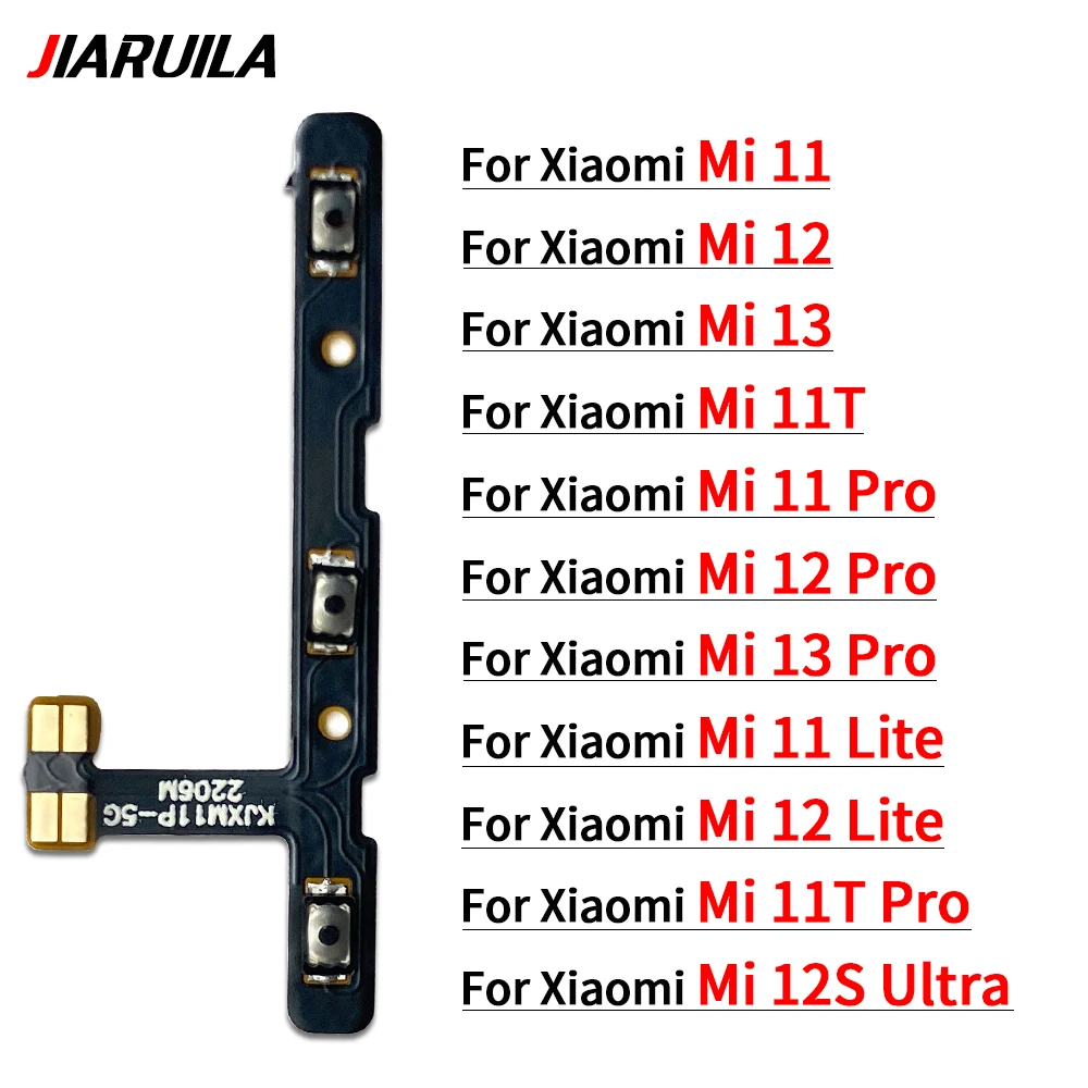 2pcs For Xiaomi Mi 11 12 12S 13 Lite Pro Mute Side Button Key Switch Volume Power On Off Flex Cable Replacement