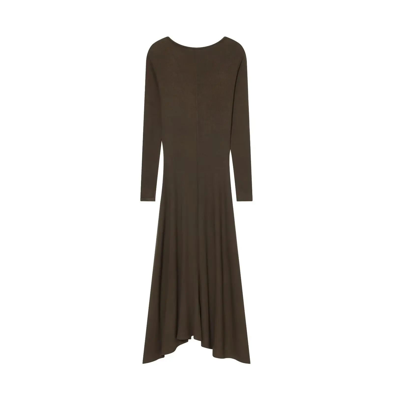 Ele Long Sve V-Ne Pure Color Slim Fit Taille Dr Damen Casual Faion European Sle Polyester H-Sle Autumn Dr