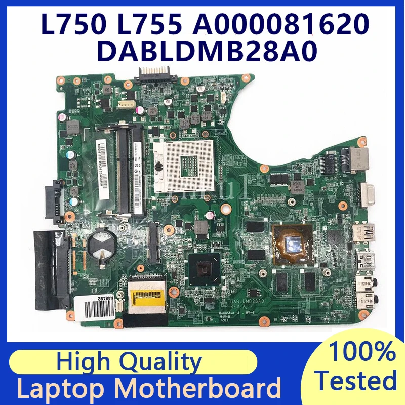 

Mainboard A000081620 DABLDMB28A0 For Toshiba Satellite L755 L750 Laptop Motherboard HM65 GT525M 1G 100% Full Tested Working Well