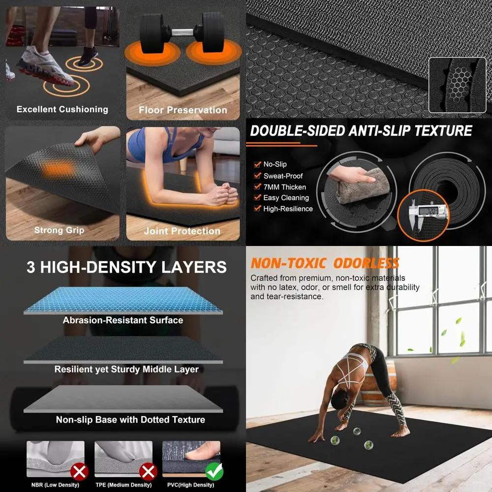 Esteras de ejercicio versátiles de 6'x2' y 6'x4' para gimnasio en casa, fitness, yoga, MMA y HIIT: superficie duradera y resistente al calzado