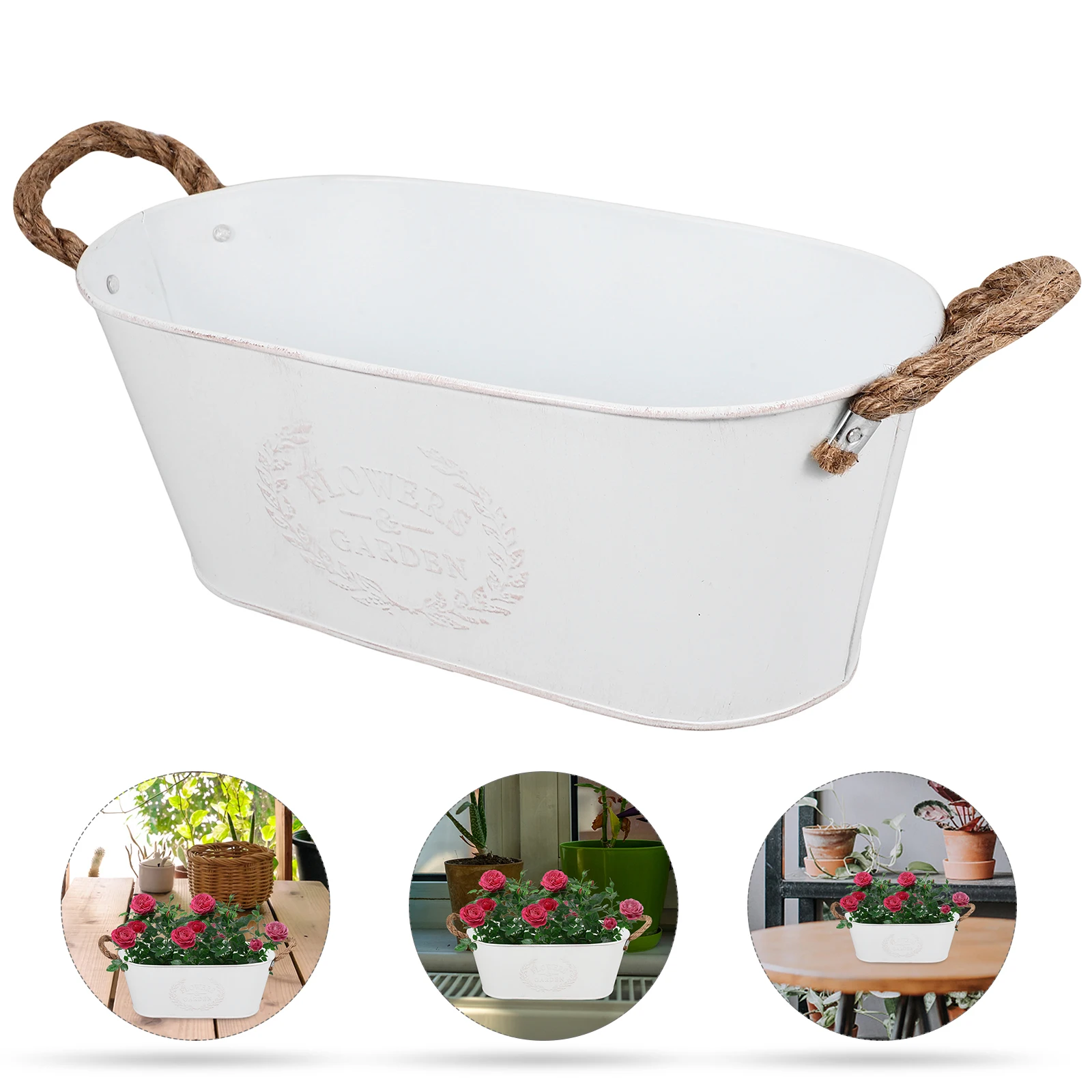 

Vintage Metal Bucket Planter with Double Handles Rustic Iron Flower Pot Succulent Flower Pot for Storage and Farmhouse Decor