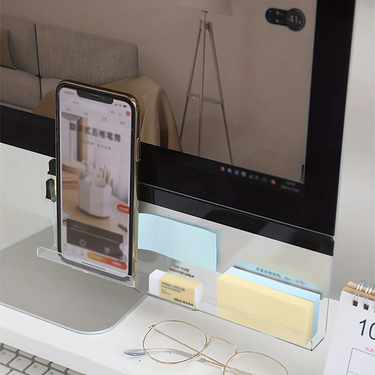 1Pc Computer Monitor Side Memo Board, Desktop Message Holder, Office Organizer for Work Notes & Sticky‑Notes