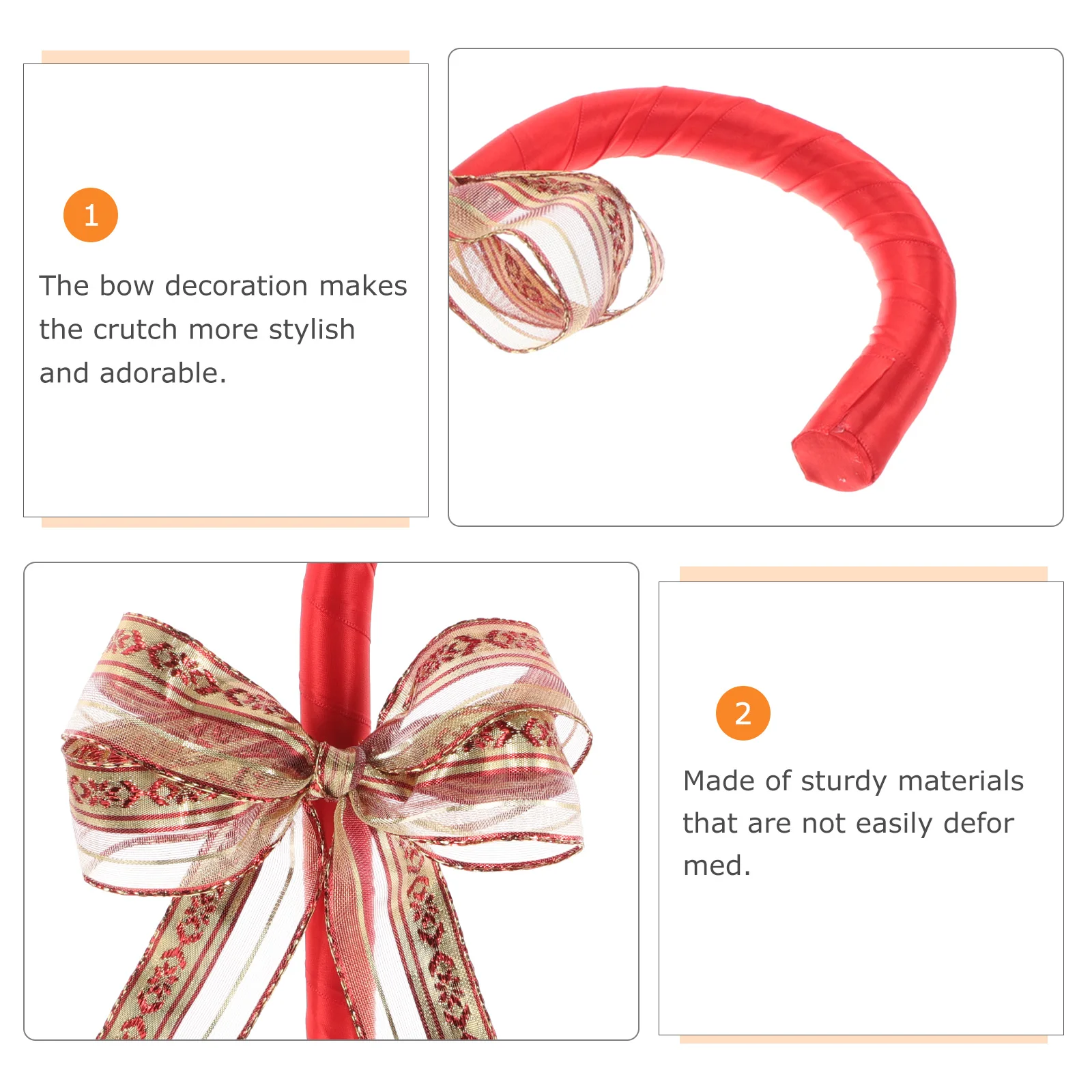 크리스마스 리본 장식 지팡이 빨간색 어린이 코스튬 소품 파티 스태프 지팡이 리본 보행 지팡이 액세서리