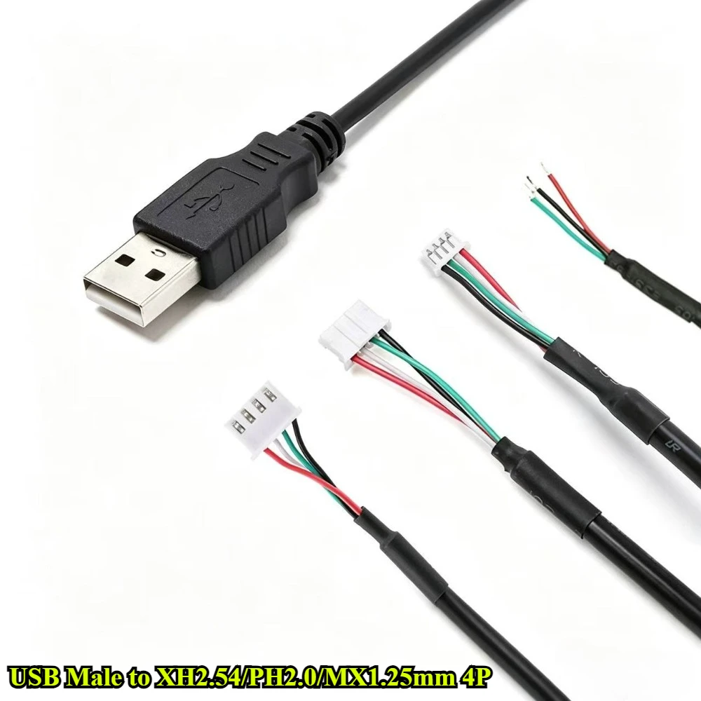 4Pcs USB Male Head Touch Screen Terminal Data Cable To XH2.54/PH2.0/MX1.25mm 4Pin Mainboard USB Cable Length 30/60/100cm