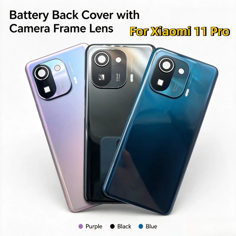 For Xiaomi 11 Pro M2102K1AC Back Battery Cover Back Glass Rear Housing Door Case With camera Frame Lens